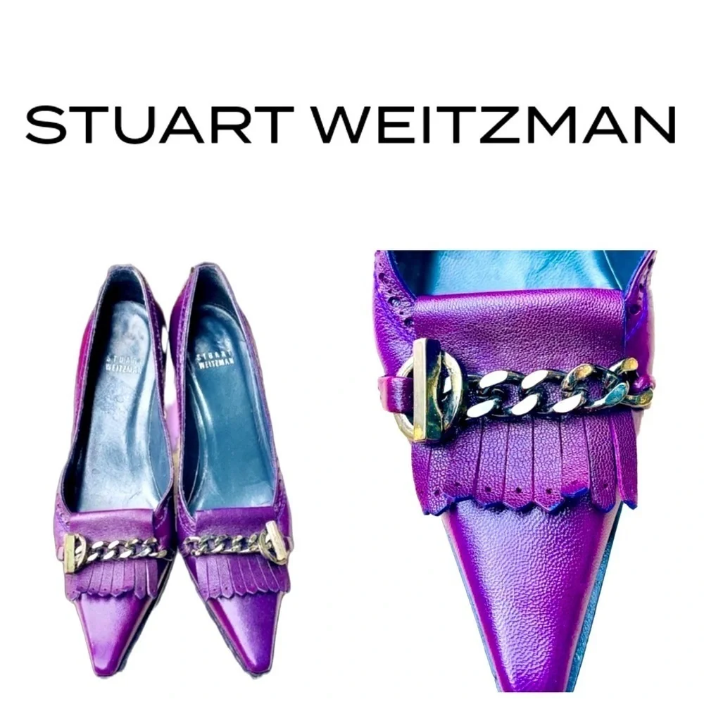 Stuart Weitzman Purple Leather Chain Shoes 6